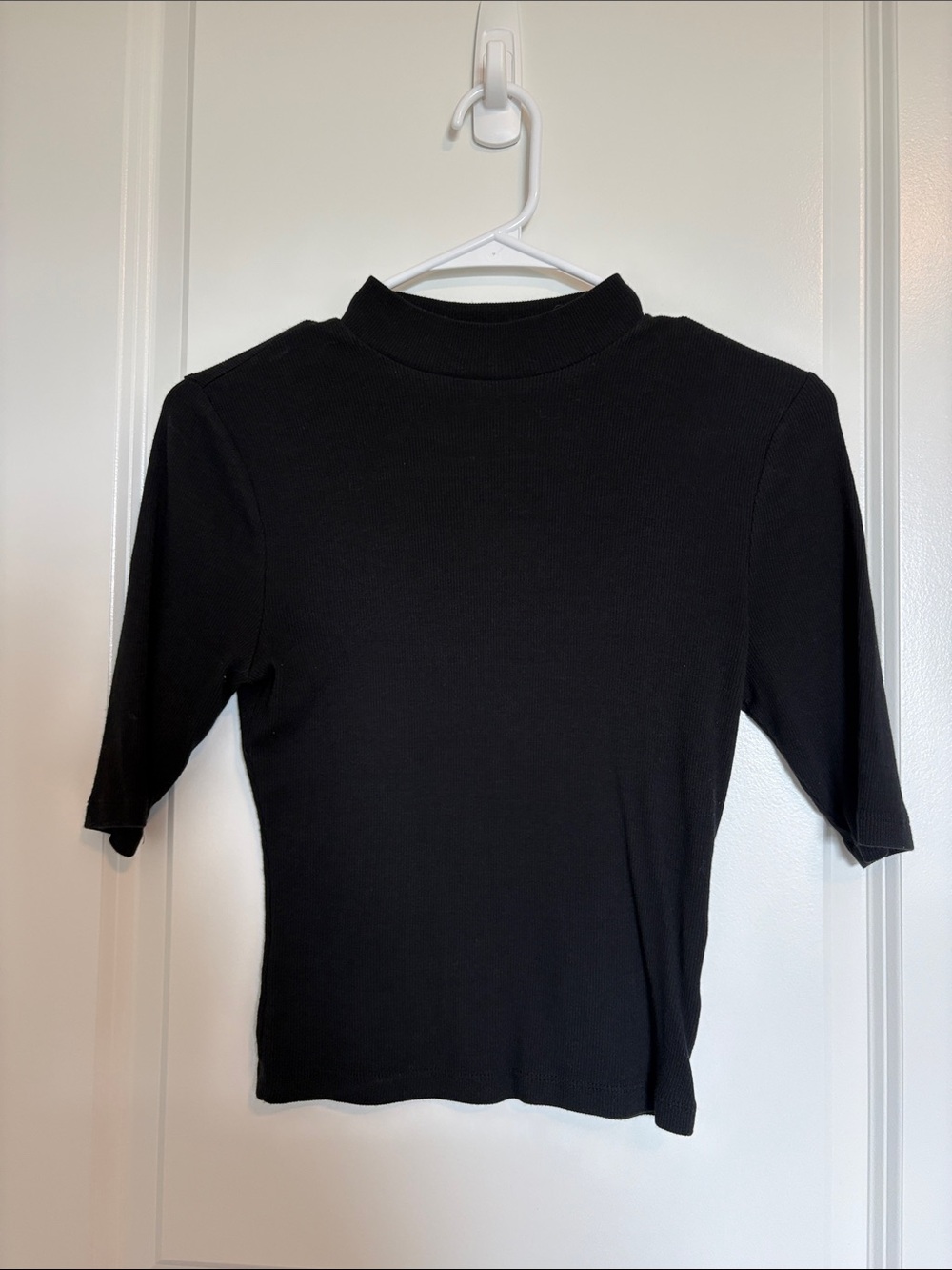 Express Black Short-Sleeve Mock Neck Tee